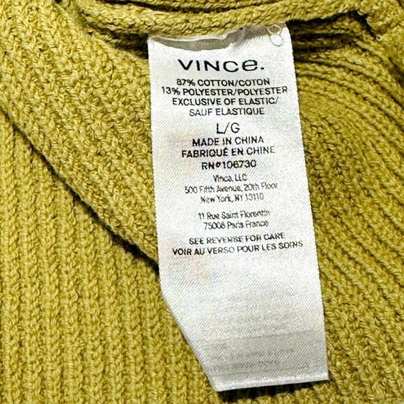 Vince Women's Large Sweater Tan Knitted Ribbed Long Sleeve Pullover NWT $325 - Picture 9 of 9